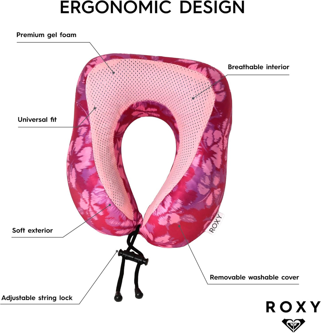 Roxy Cooling Gel Neck Pillow, Memory Foam Travel Neck Pillow for Airplane, Ergonomic Neck Support Pillow for Travel, Plane, Car & Office, B…
