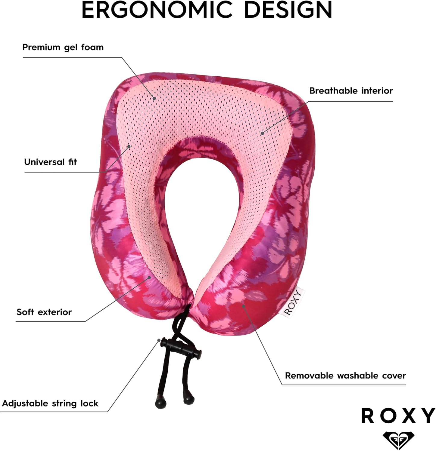 Roxy Cooling Gel Neck Pillow, Memory Foam Travel Neck Pillow for Airplane, Ergonomic Neck Support Pillow for Travel, Plane, Car & Office, B…