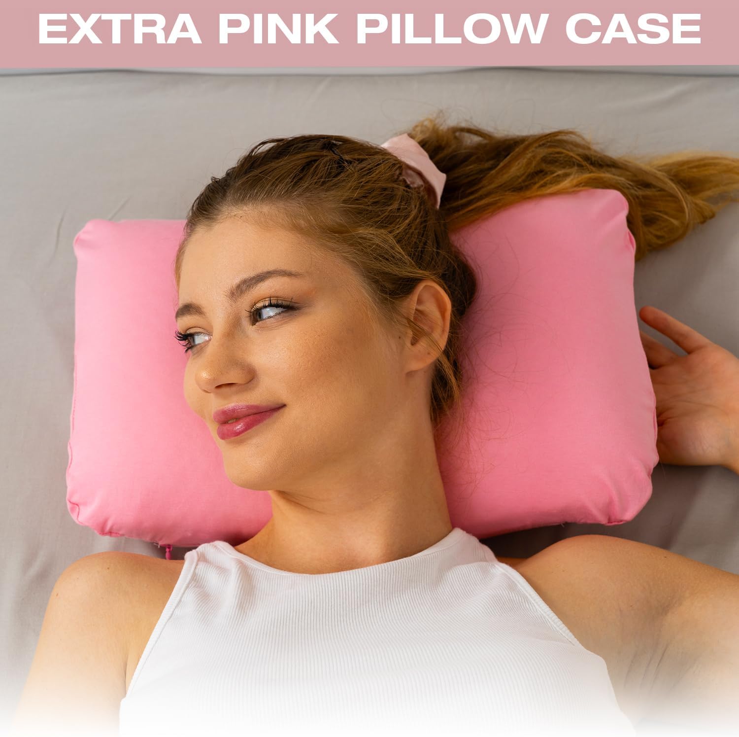 alkamto Travel & Camping Comfortable Memory Foam Pillow – Easy to Carry Portable Bag – Temperature Regulating Pillow Case (Pink + Extra…