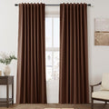 Nanspring Rustic Brown 100% Blackout Linen Curtains 84 Inch Length 2 Panels Set for Bedroom Back Tab Rustic Farmhouse Decor Black Out Curta…