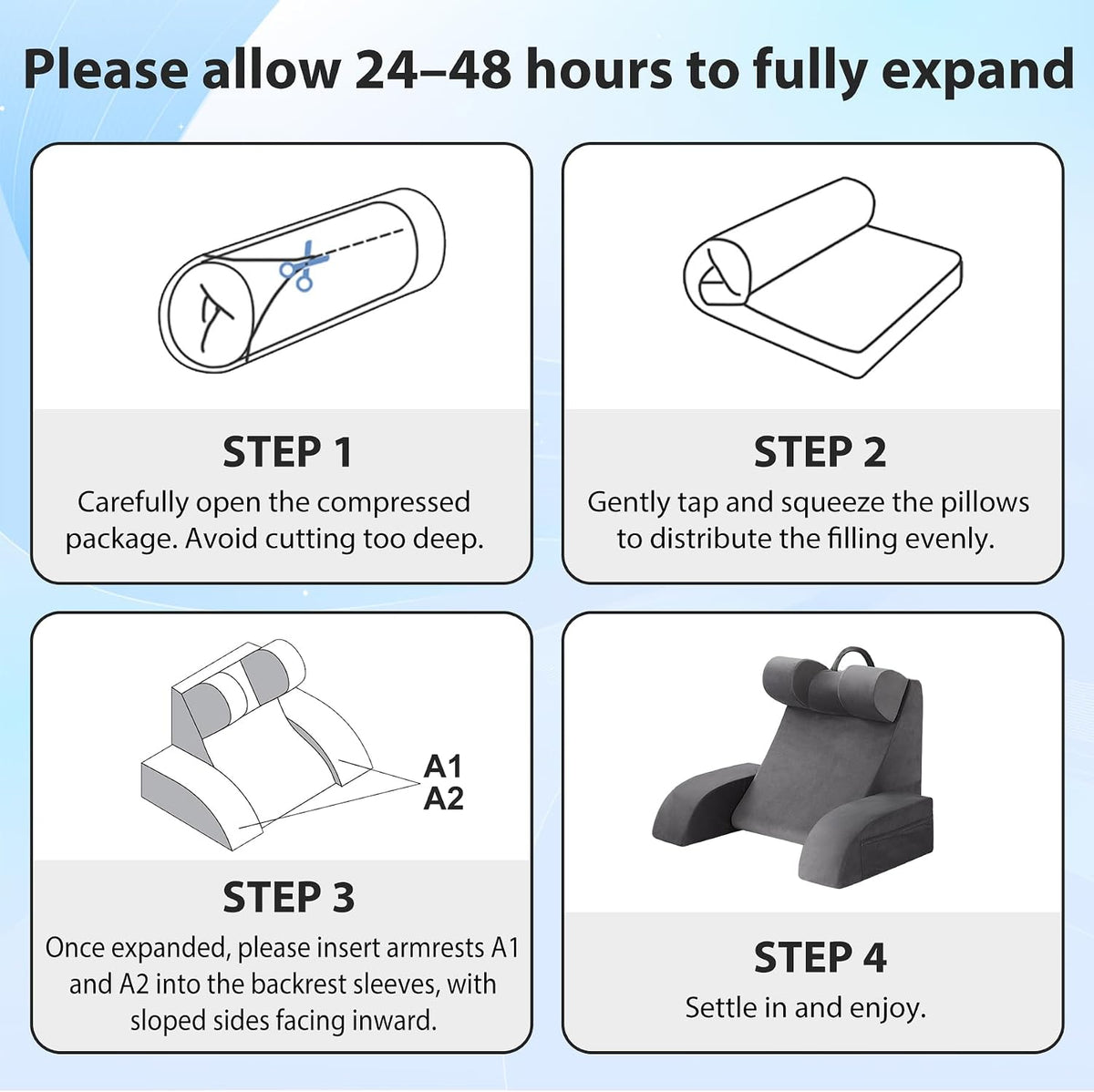 Velorose Reading Pillow for Sitting in Bed Adult, Back Pillow for Bed Sitting up, Backrest Pillow with Arms, Back Support Pillows for Gamin…