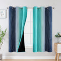 Estelartextiler Estelar Textiler Teal and Navy Blue Blackout Curtains for Boys Bedroom, Full Room Darkening Grommet Ombre Curtains for Livi…