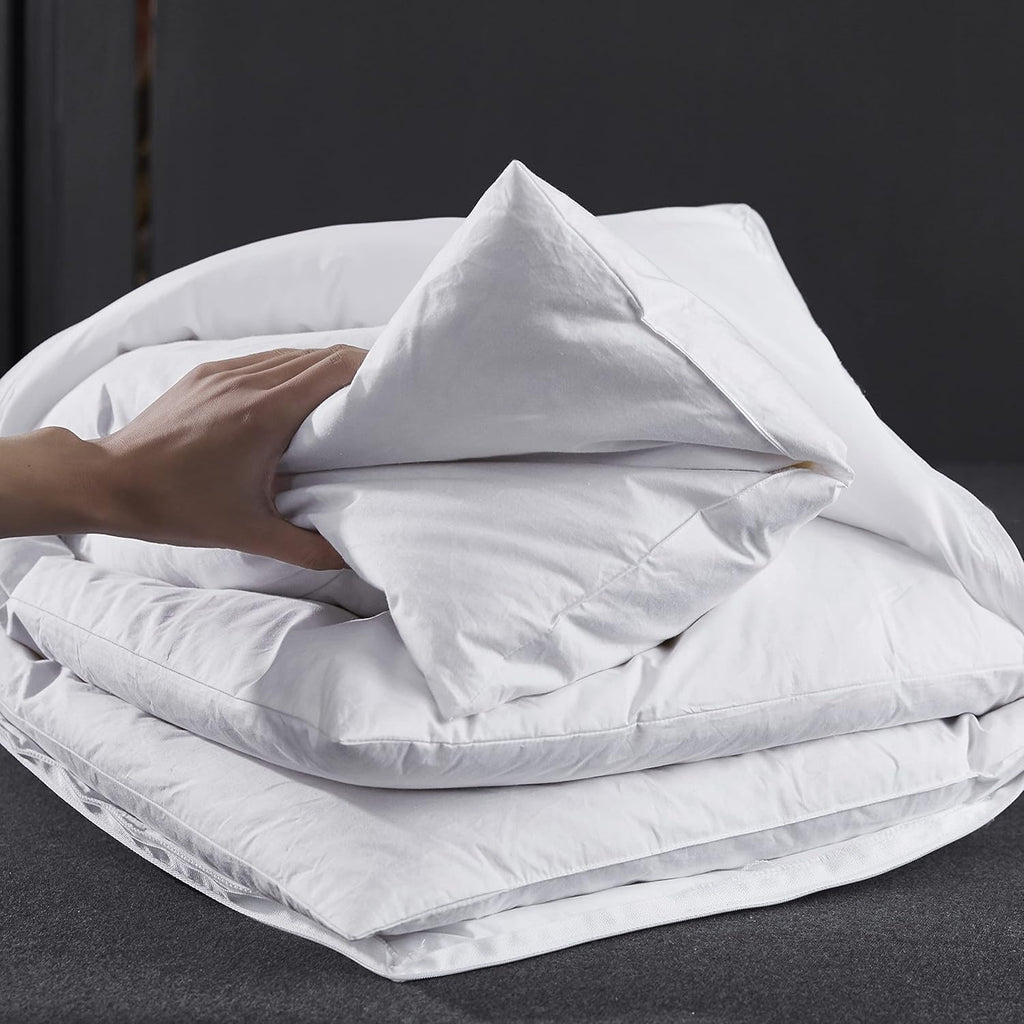 Three Geese Adjustable Layer Goose Feather Pillow, Assembled Bed Pillow, Soft Cotton Cover, Good for Side and Back Stomach Sleeper…