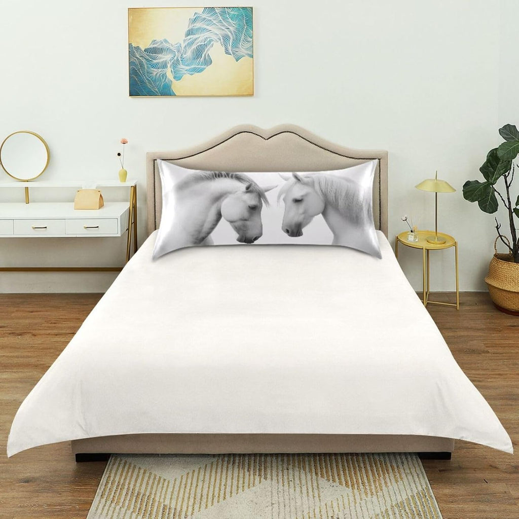 Blueangle Beautiful White Horse Satin Pillowcase for Hair and Skin Silk Pillowcase, Queen Size(20x30 inches) - Satin Pillow Covers with…