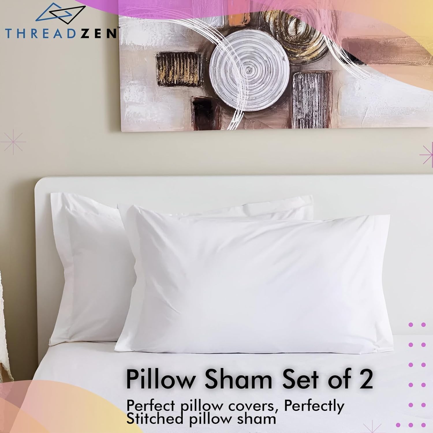 Queen Pillow Sham, Set of 2 Long Staple 100% Egyptian Cotton 20x30 Size - Pillow Protector - Cushion Cover/Case 2" Decorative Flange…