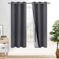 Xwzo 100% Blackout Window Curtains - Thermal Insulated & Noise Reduction Black Liner Ring Top Window Treatment Sewn with Tiebacks for Bedro…