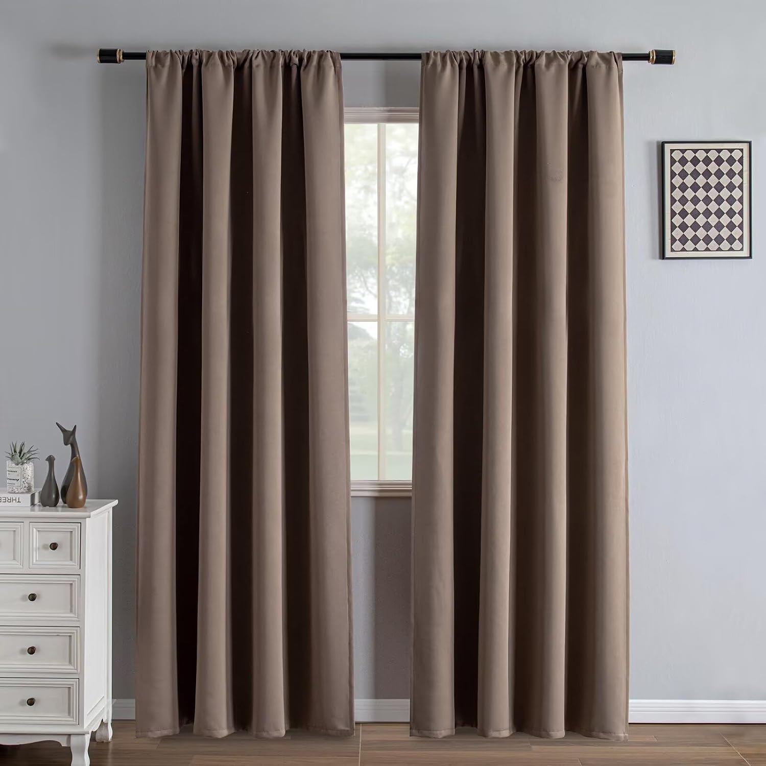 Igemaeve Blackout Curtains 84 Inch Length 2 Panels Set, Black Out Curtains for Bedroom 84 Inch Long, Rod Pocket Energy Saving Room Darkenin…