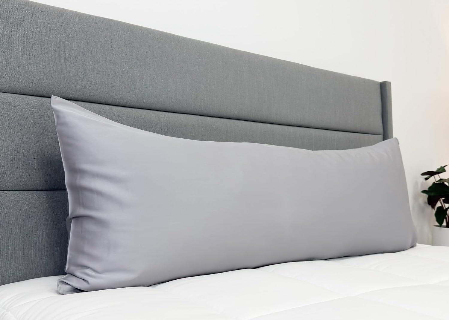 Copper Ion Infused Rayon Derived from Bamboo Cooling Body Pillow Cover, Soft and Breathable Long Pillow Case, Grey (20x72)