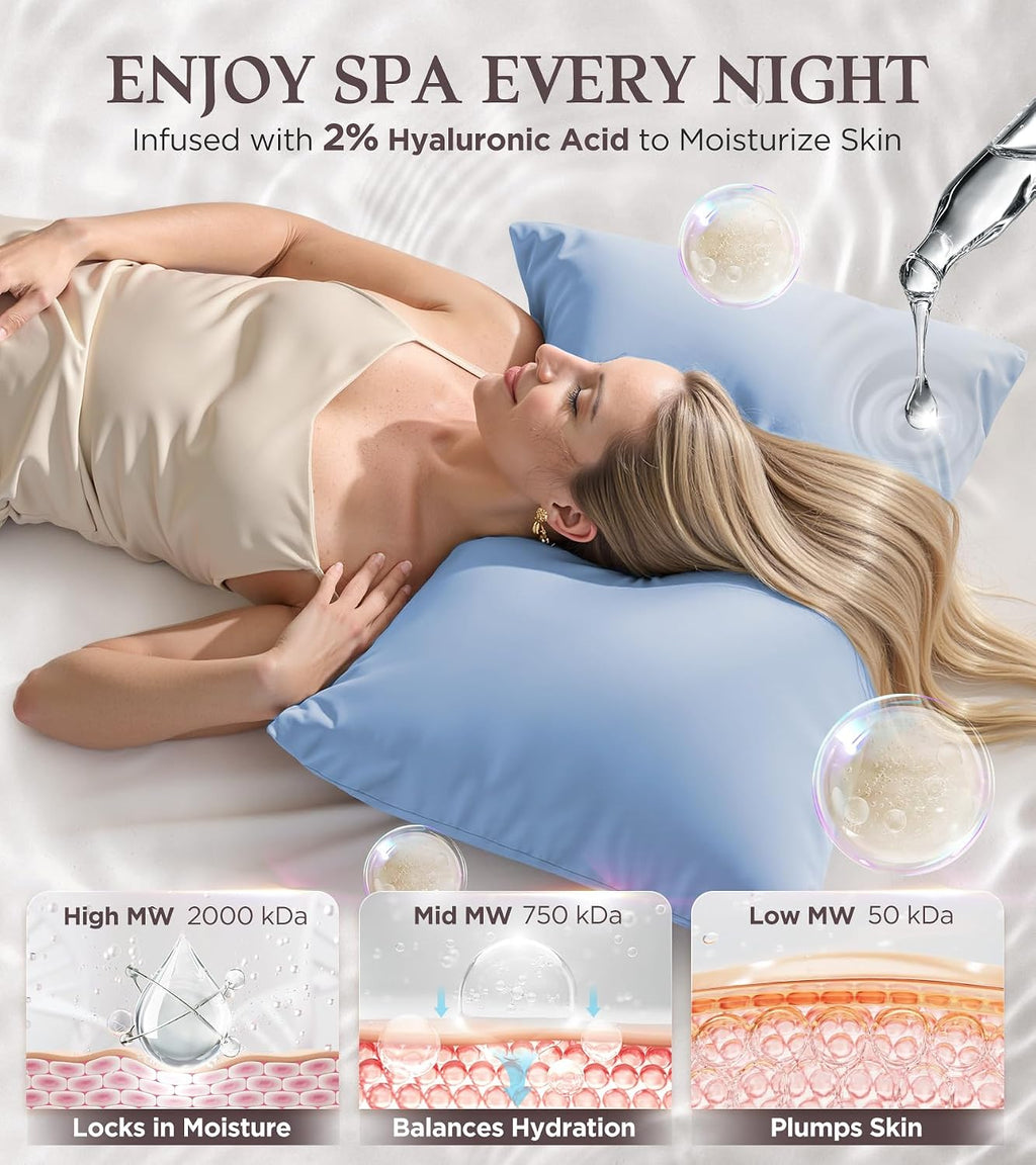 Instant Chill Cooling Pillowcase for Hot Sleepers, 2% HA Infused Pillowcase Hydrates Skin & Hair, Reduces Wrinkles & Frizz, Softer Than…