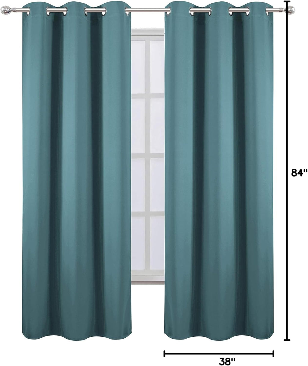 Lemomo Sea Teal Thermal Blackout Curtains/38 x 84 Inch/Set of 2 Panels Room Darkening Curtains for Bedroom 84 Inch silver