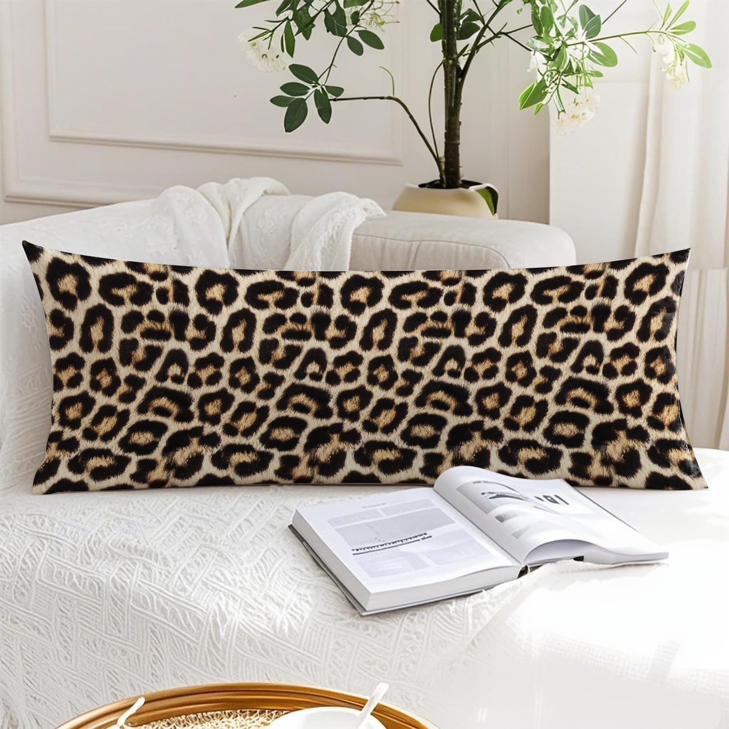 Cheetah Print 20x54 Body Pillow Cover, Leopard Room Decor, Y2k Wild Animal Cheetah Print Decorative Long Body Pillow Cases for Girls…