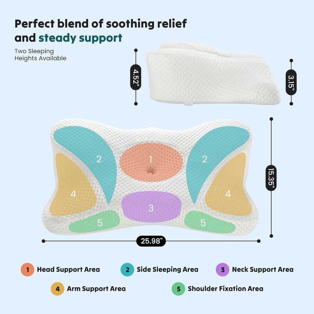 Sweetcrispy Cooling Ergonomic Memory Foam Cervical Pillow for Neck and Shoulder, Orthopedic Neck Support for Back Stomach Sleepers…