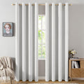 Miulee 100% Blackout Linen Textured Curtains for Bedroom Solid Thermal Insulated Heathered White Grommet Room Darkening Curtains & Drapes L…