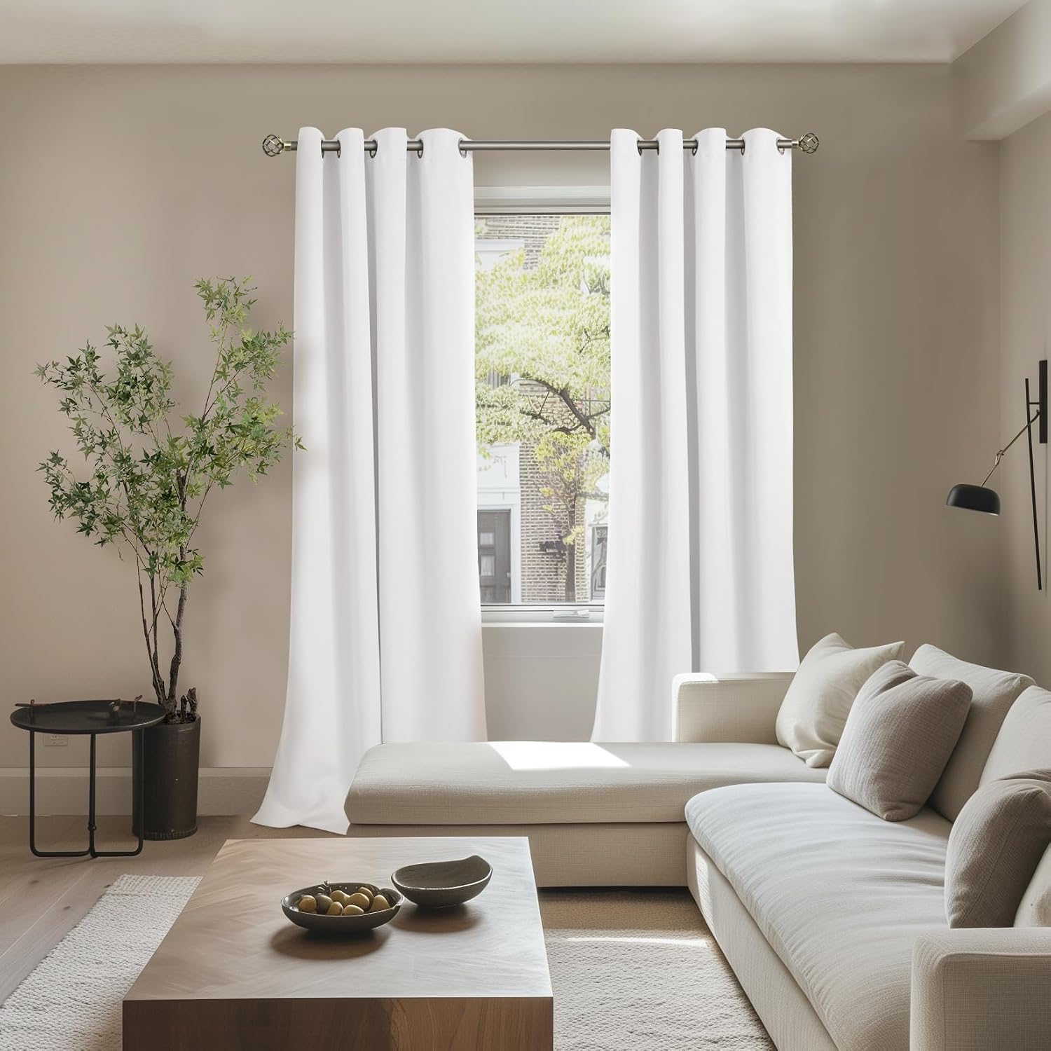 BGment White Blackout Curtains for Living Room - Black Out Curtains 84 Inches Long Thermal Insulated Light Blocking Grommet Drapes for Nurs…