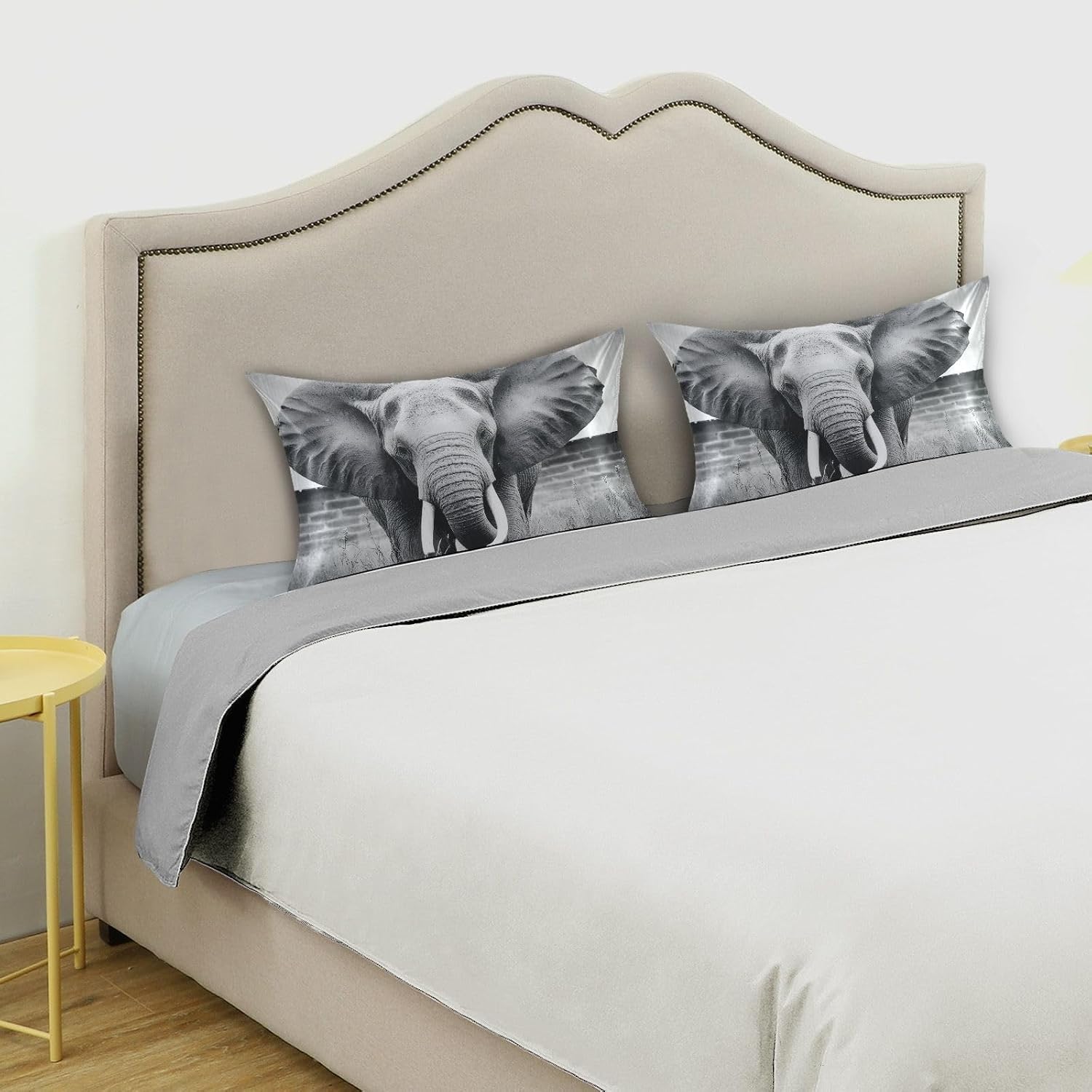 Blueangle Elephant Satin Pillowcase for Hair and Skin Silk Pillowcase, Queen Size(20x30 inches) - Satin Pillow Covers with Envelope Closure