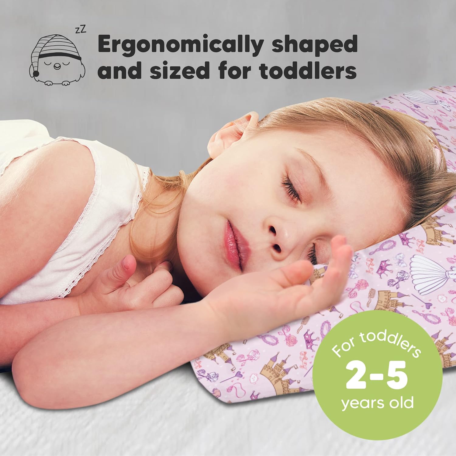 Toddler Pillow with Pillowcase - 13x18 My Little Dreamy Kids Travel Bed Pillows for Sleeping, Organic Cotton Small Pillowcase, Soft &…