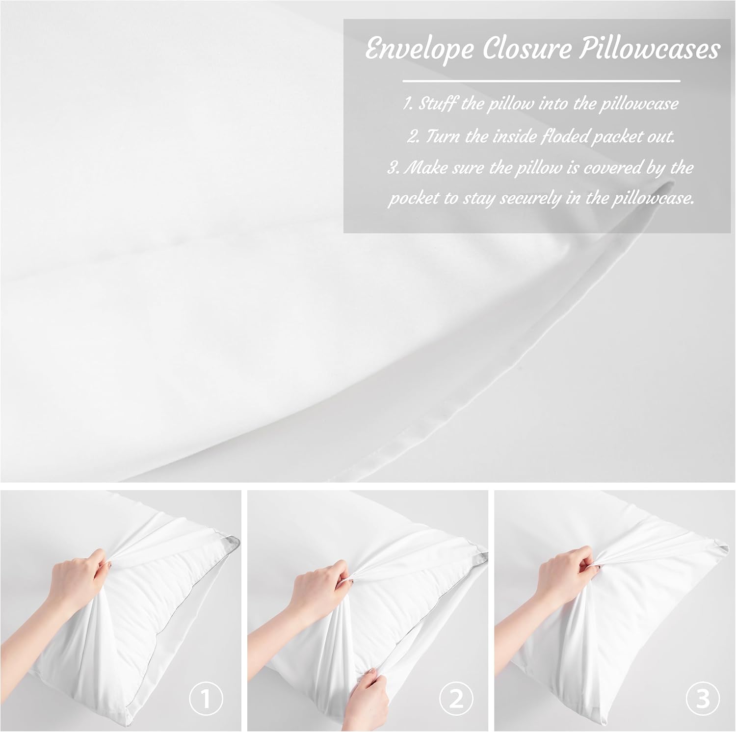 Ntbay Body Pillow Cases Set of 2, 2 Pack Brushed Microfiber 20x54 Pillow Cases, Soft, Wrinkle, Fade, Stain Resistant White Pillow Cases wit…
