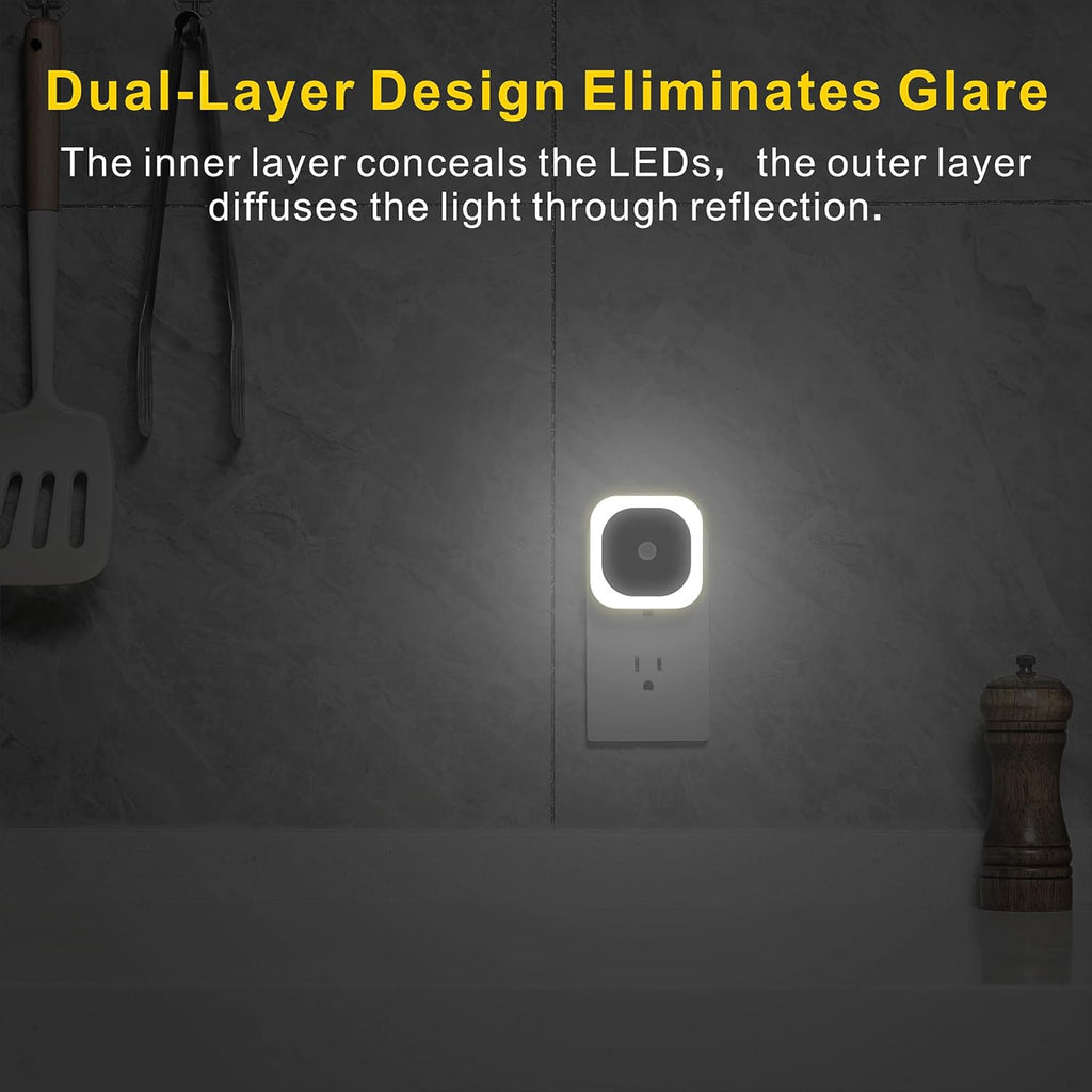 YUNLEX 2 Pack Plug in Night Light with Motion Sensor & Dusk to Dawn Sensor, 3 Sensor Modes, Night Lights Plug into Wall, Auto ON/Off…