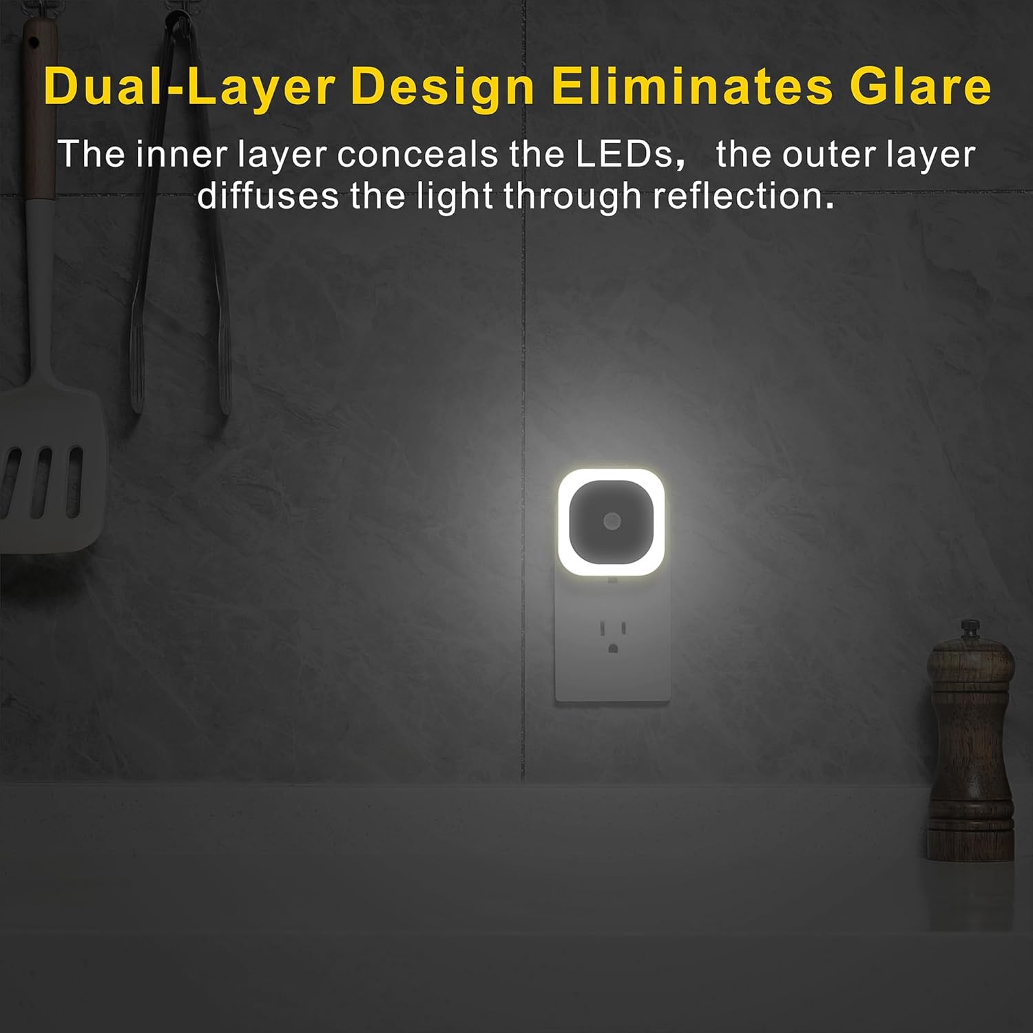YUNLEX 2 Pack Plug in Night Light with Motion Sensor & Dusk to Dawn Sensor, 3 Sensor Modes, Night Lights Plug into Wall, Auto ON/Off…