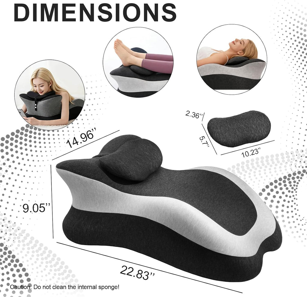 Wacalarda Memory Foam Wedge Pillow, Ergonomic Reading Pillow for Bed, Waist and Neck Support, Quick Rebound & Plush Comfort Black