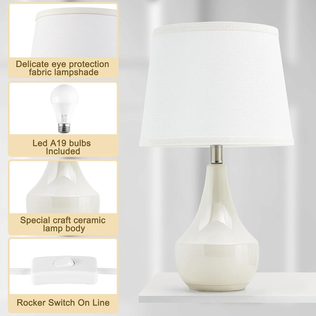GyroVu 18" Table Lamp Set of 2, Ceramic Table Lamp Classic Beside Lamps Nightstand Lamp Modern Lamp for Living Room, Bedroom & Office…