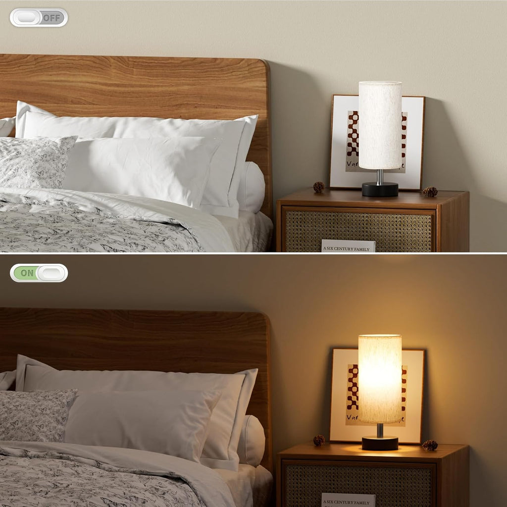 PartageiZ Small Table Lamp for Bedroom - Bedside Lamps for Night Stands, Minimalist Nightstand Light Lamp, Desk Lamps for Living Room…