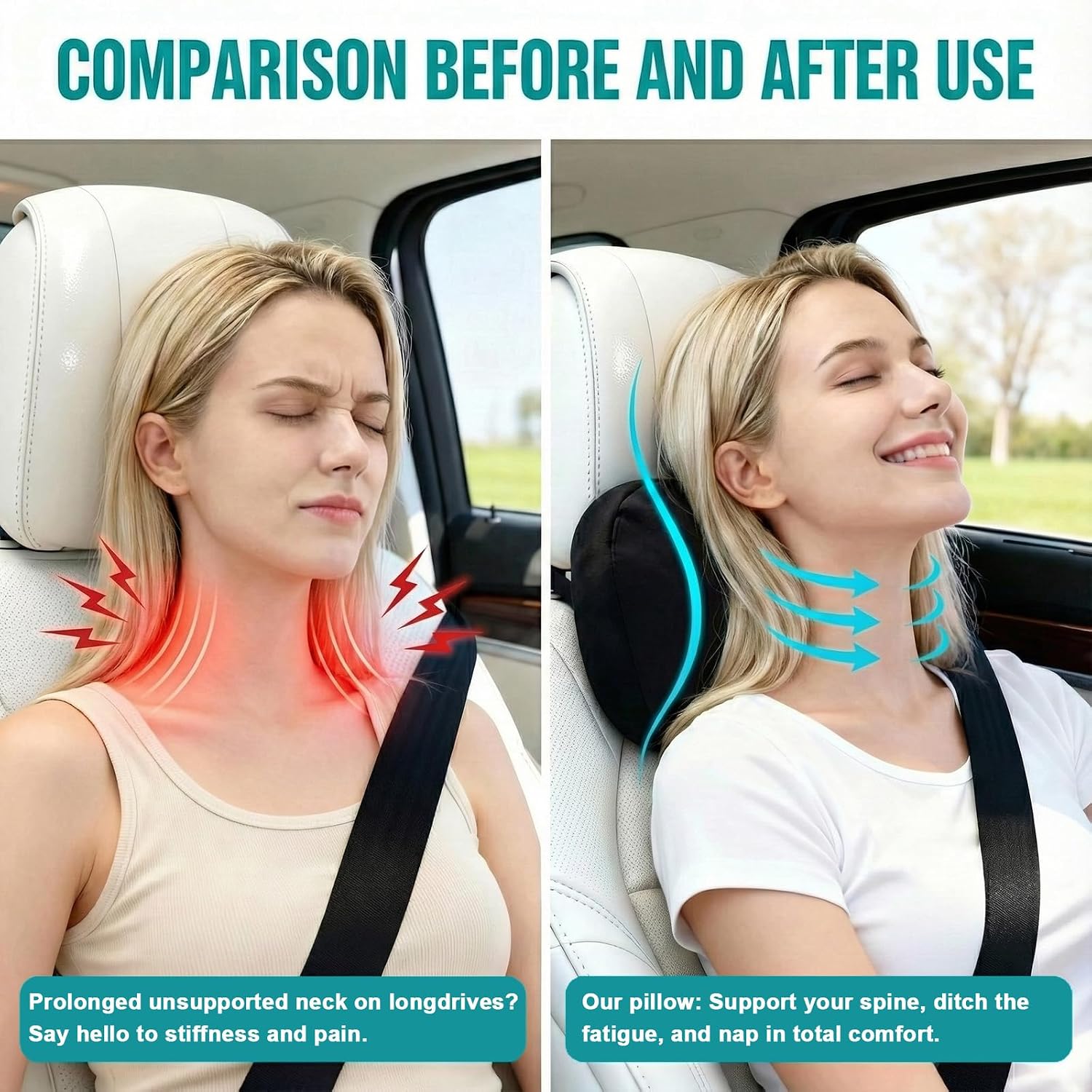WELBRIT 2PCS Car Pillow for Car Neck Pillow for Driving Seat Neck Support Soft Cushion Back Support Head-Rests for Vehicle Sleeping…