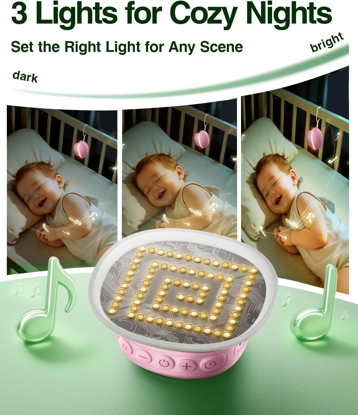 Portable White Noise Sound Machine for Baby Adults, 20 Soothing Sound & 30-Level Volume, 48H Runtime with 30/60/90min Timer, Memory…