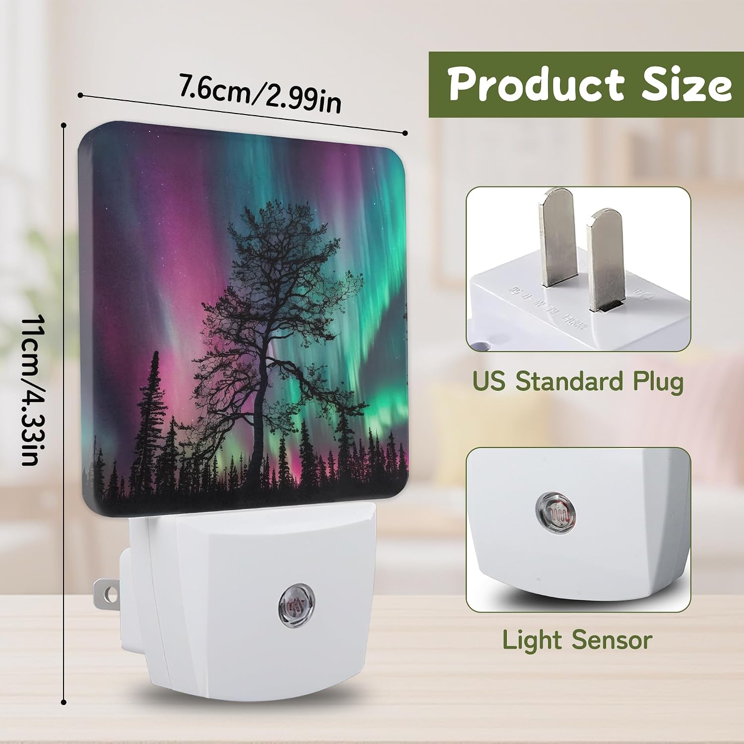 Aurora Forest Night Night Lights Plug into Wall, Night Light with Dusk to Dawn Sensor for Bedroom Bathroom Kitchen Hallway Stairs…