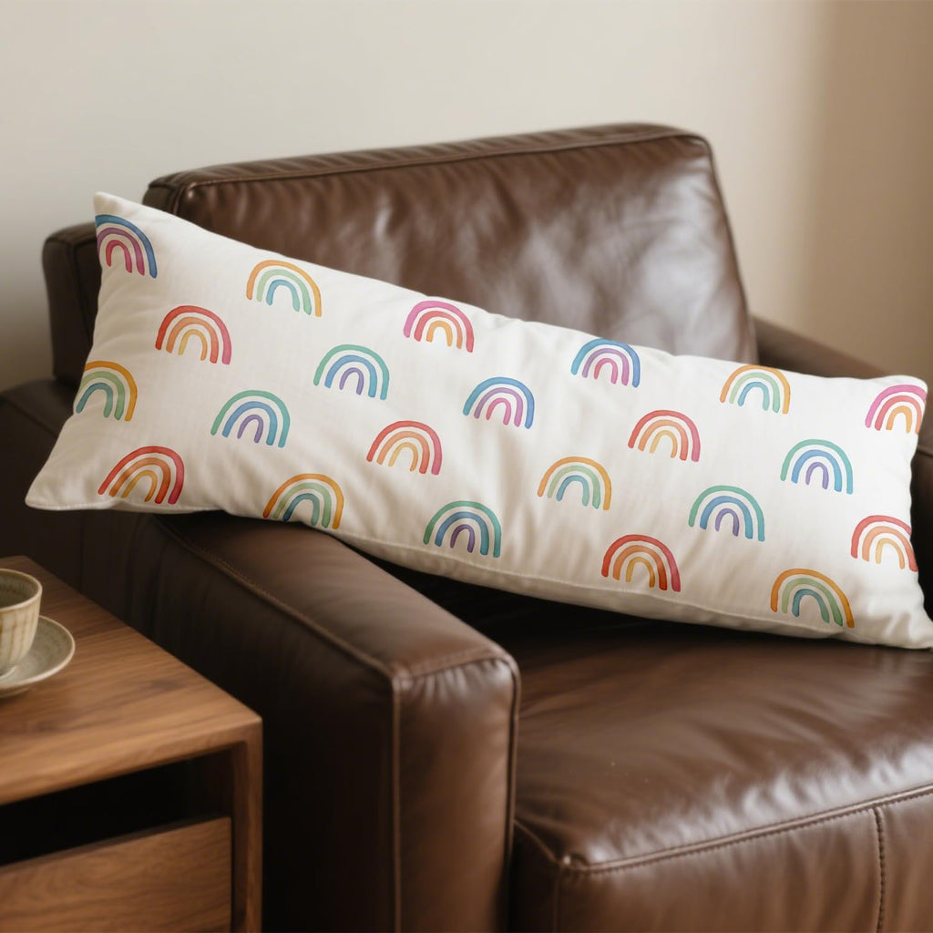 Boho Pastel Rainbow 20x54 Body Pillow Cover, Girl Nursery Decor, Boho Watercolor Rainbow Decorative Long Body Pillow Cases for Kids Girls…