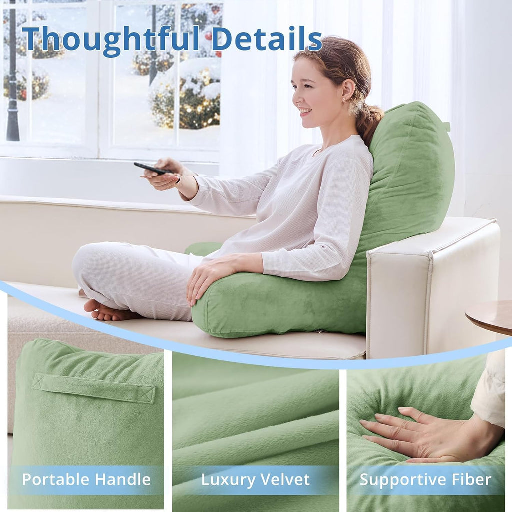 Sasttie 25-inch Reading Pillows for Sitting in Bed Adult, Jumbo Velvet Back Pillow Bed Sitting Up, XL High Back-Rest Support Cushion for…
