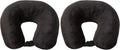 WorldsBest Wolf Essentials Adult Cozy Soft Microfiber Neck Pillow, Compact, Perfect for Plane or Car Travel, Black (Pack of 2) Black