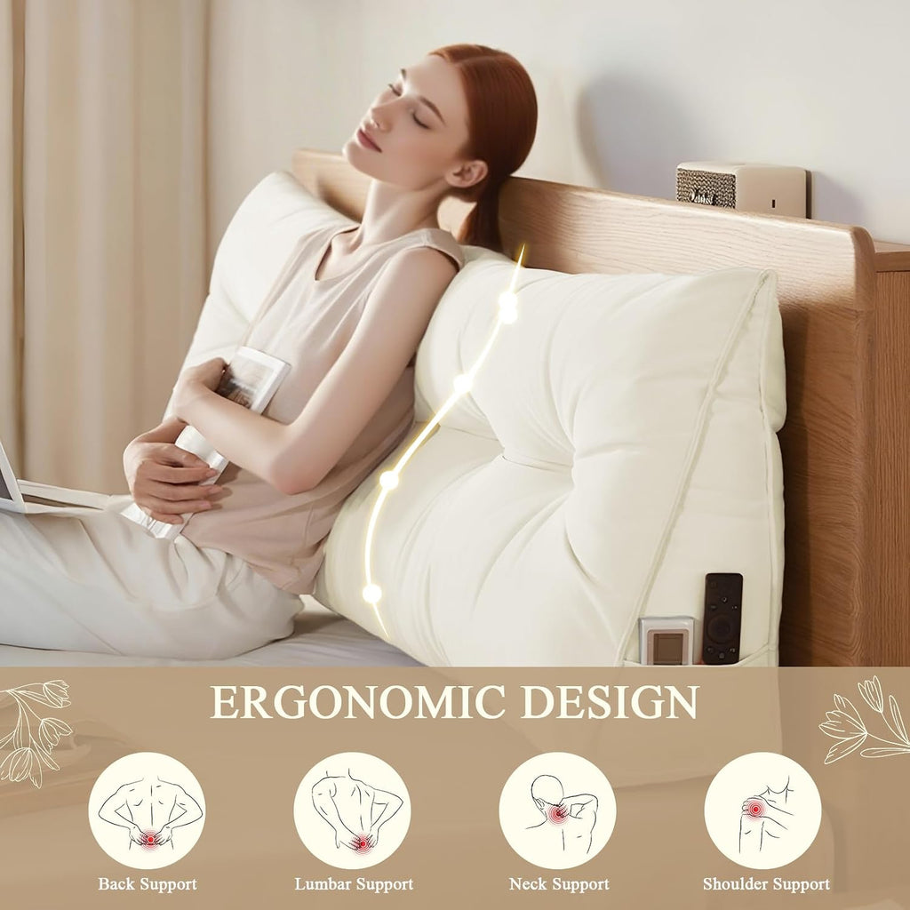 DANGHOOGY Headboard Pillow King, Large Triangular Wedge Headboard Pillow for Reading and Resting, Backrest Positioning Support Pillow…