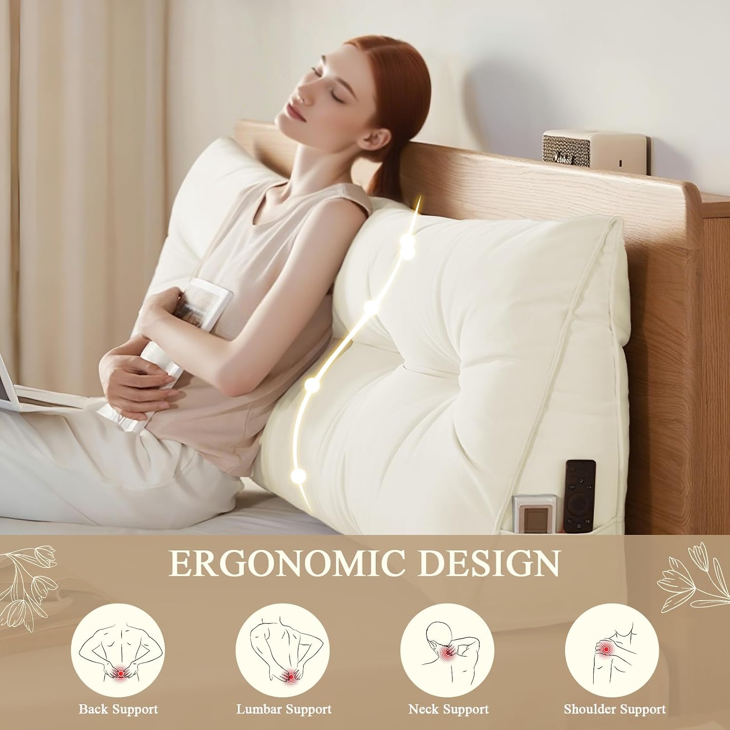 DANGHOOGY Headboard Pillow King, Large Triangular Wedge Headboard Pillow for Reading and Resting, Backrest Positioning Support Pillow…