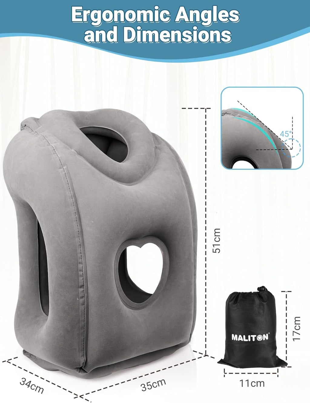 Maliton Inflatable Travel Pillow for Airplane Comfortable Sleeping to Relieve Neck and Shoulder Pain, Support Head Inflatable Pillow for…