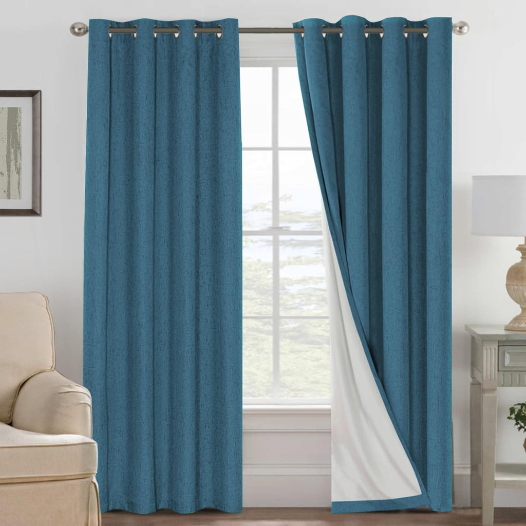 H.VERSAILTEX 100% Blackout Curtains for Bedroom Thermal Insulated Linen Textured Curtains Heat and Full Light Blocking Drapes Living Room…