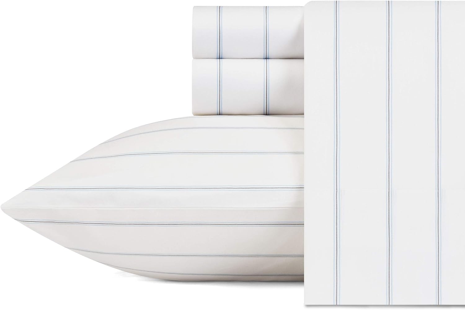 Nautica King Size Sheets, Cotton Percale Preppy Bedding Set, Crisp & Cool, Lightweight & Breathable (Skippers Island Light Blue, King) Cott…
