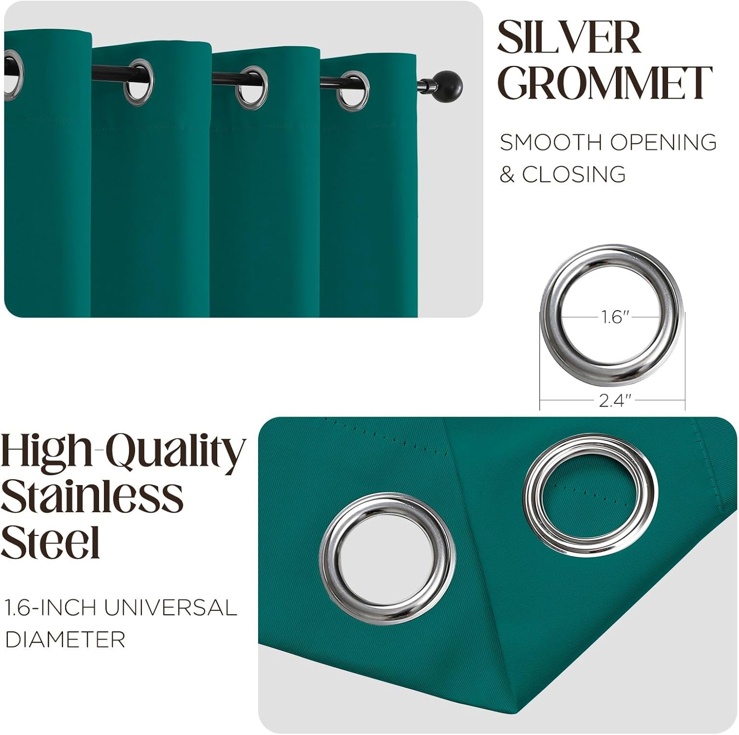 CUCRAF Blackout Curtains for Bedroom, Thermal Insulated Room Darkening Grommet Window Curtains & Drape