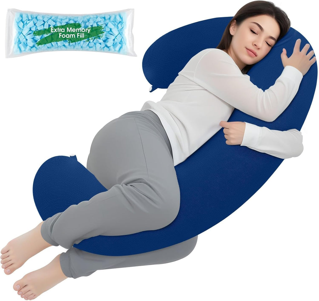 TranquilRelax TranquilRelax C Shaped Body Pillow for Side Sleepers, Memory Foam Long Pillow for Leg, Hip & Back Support, Soft Washab…