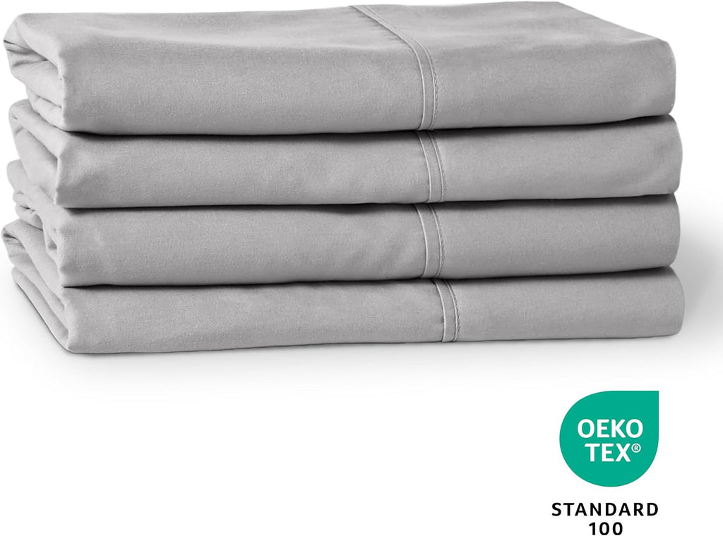 BareHome Bare Home Microfiber Bulk Pillow Cases - Standard/Queen Size Set of 4 - Cooling Pillowcases - Double Brushed - Light Grey Pillowca…