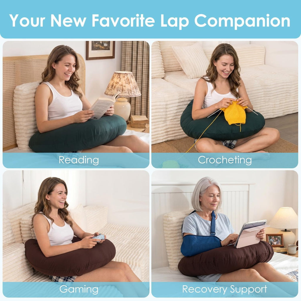 QUEEN ROSE Reading Pillow for Gaming, Lap Desk Pillow for Sitting in Bed or Sofa, Compact Arm Support Pillow for Reading, Playing or…