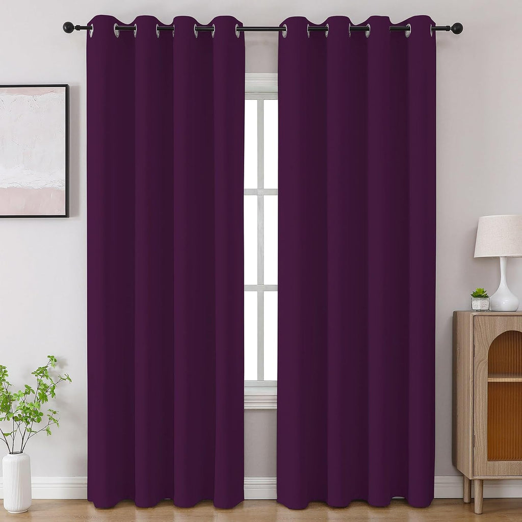 Cucraf Purple Blackout Curtains 84 inch Length 2 Panels Set, Room Darkening Drapes for Living Room Bedroom, Thermal Insulated Light Blockin…