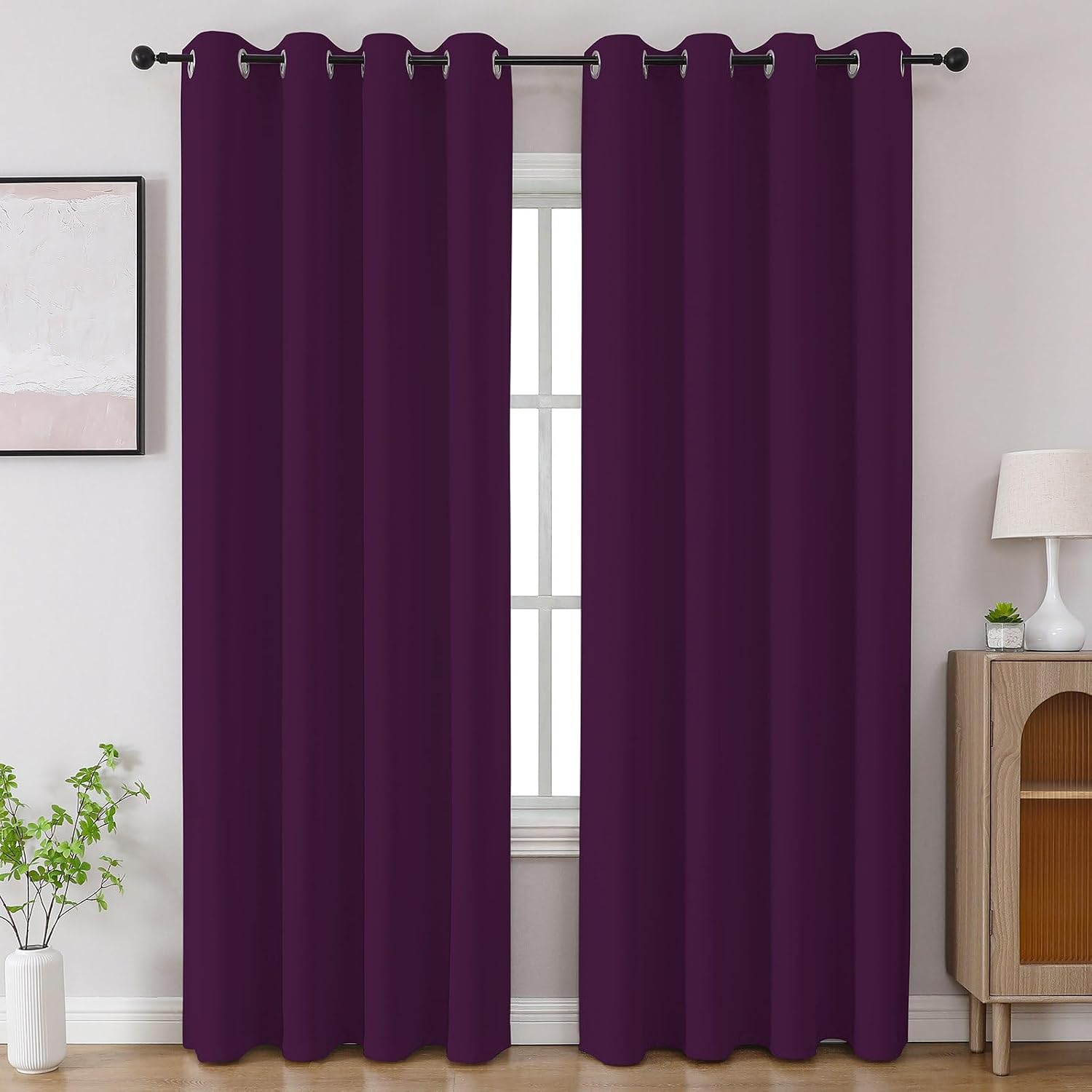 Cucraf Purple Blackout Curtains 96 inch Length 2 Panels Set, Room Darkening Drapes for Living Room Bedroom, Thermal Insulated Light Blockin…