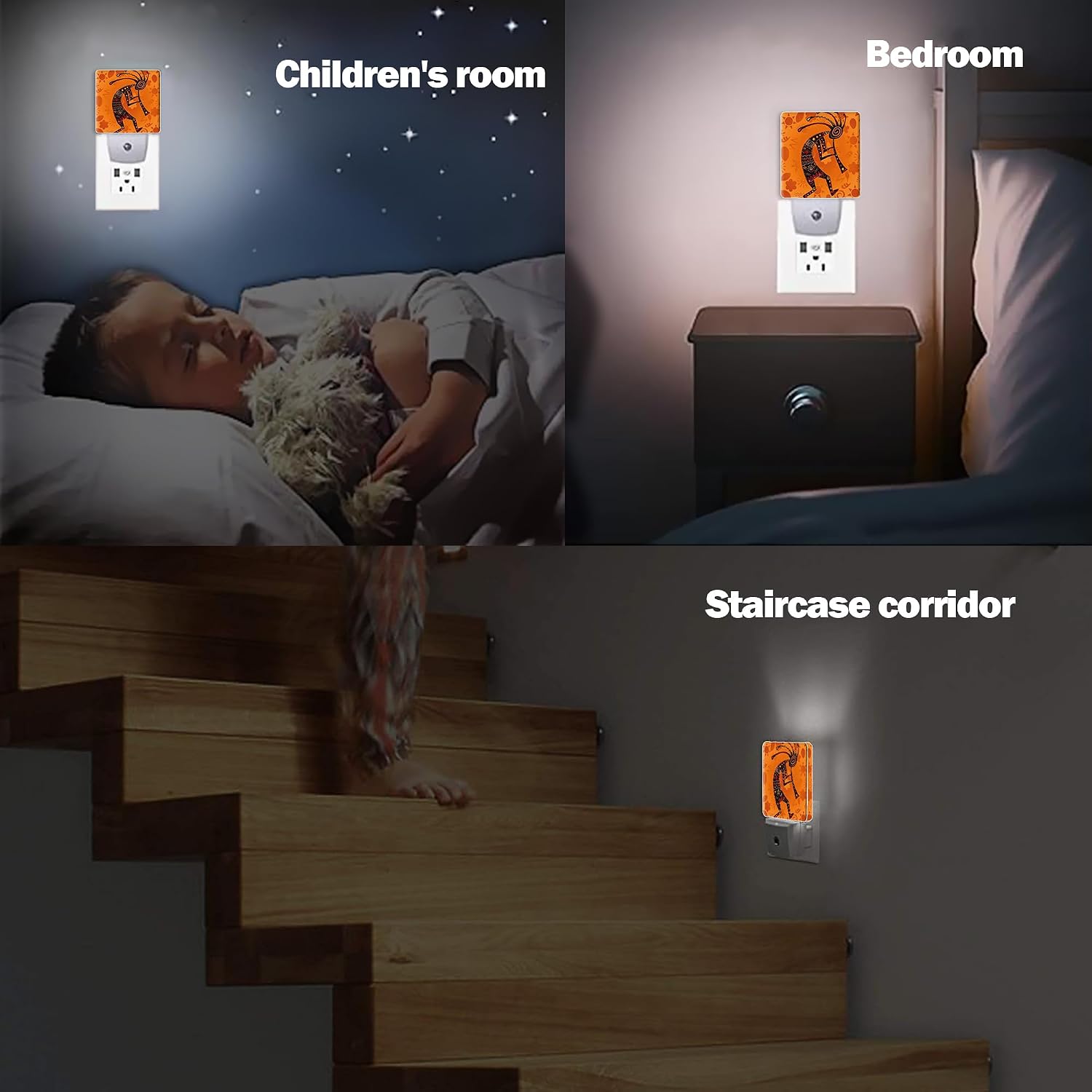 Ethnic African Deity Night Light, Kokopelli Plug into Wall with Dusk to Dawn Light Sensors, Warm Nightlights for Bedroom…