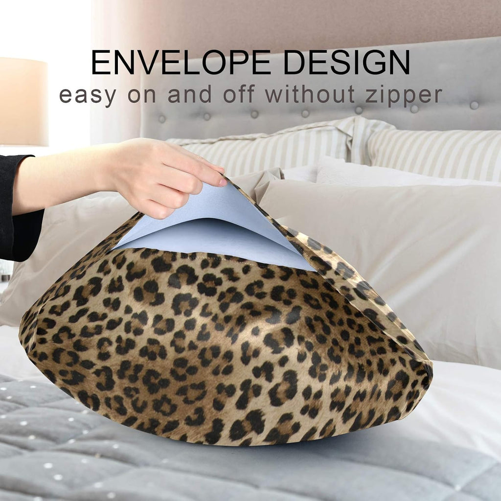 Satin Pillowcase for Hair and Skin, King Size Animal Leopard Skin Decorative Pillow Sham with Envelope Closure Pillow Cover for Bedroom…