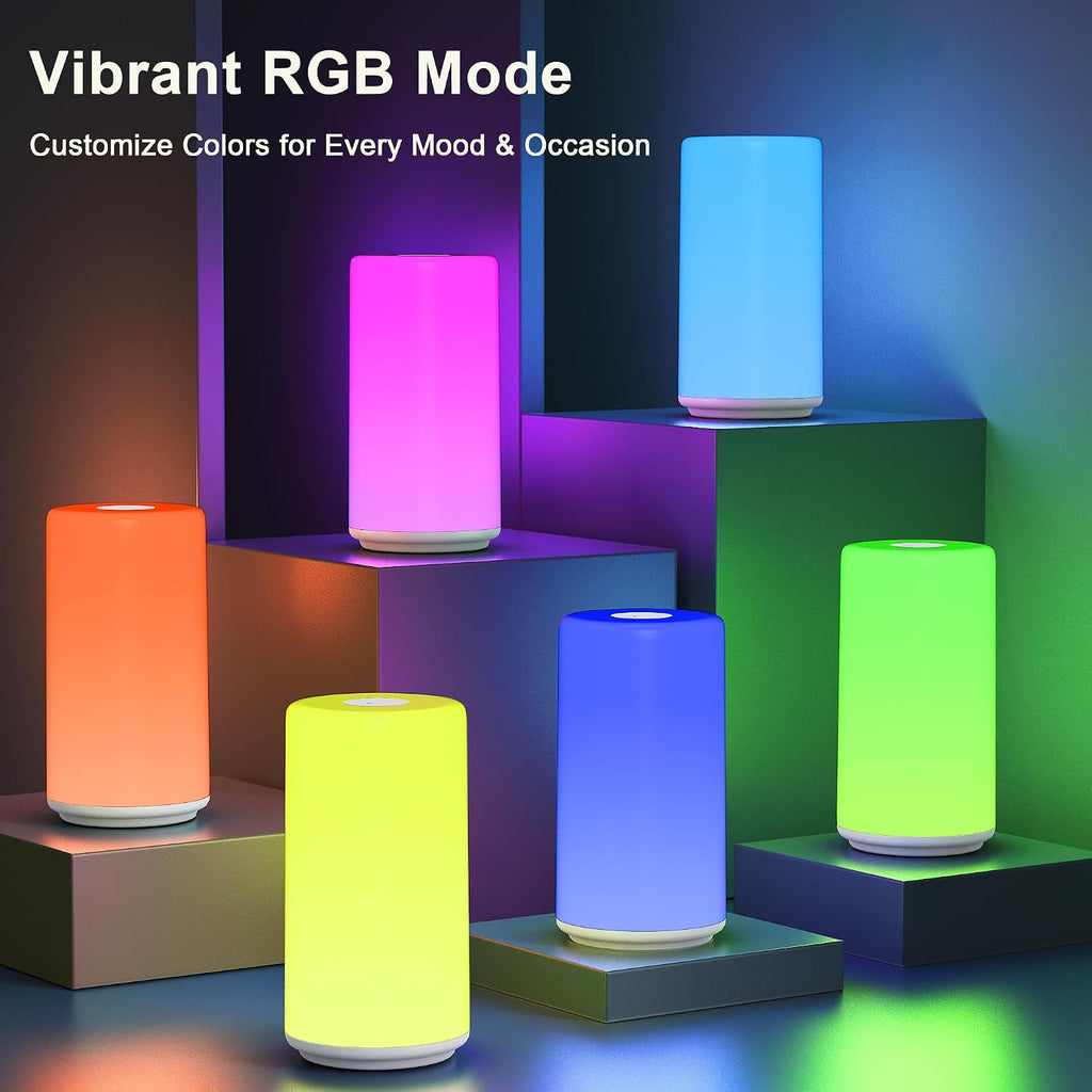 Touch Bedside Table Lamp, [RGB Mode] 3 Way Dimmable Warm White Lights for Bedroom, Multi-Color Smart Nightstand Lamp Desktop LED Lamp for…