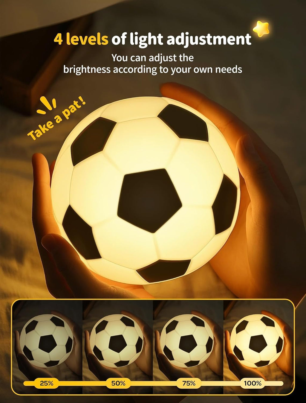 Tarinks Soccer Night Light for Kids, Rechargeable Touch Lamp, Silicone Soccer Ball Lamps, Cute Glowing Football Night light, Portable Nurse…