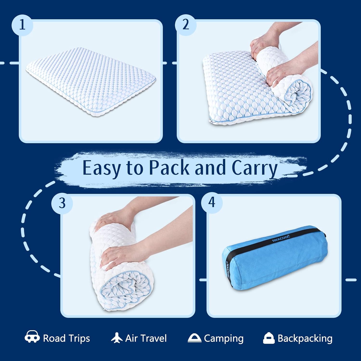 Iwacool Stomach Sleeping Pillow for Stomach & Back Sleepers, Cooling Gel Thin Memory Foam Pillows for Back Shoulder Neck - Low Profile Ultra…
