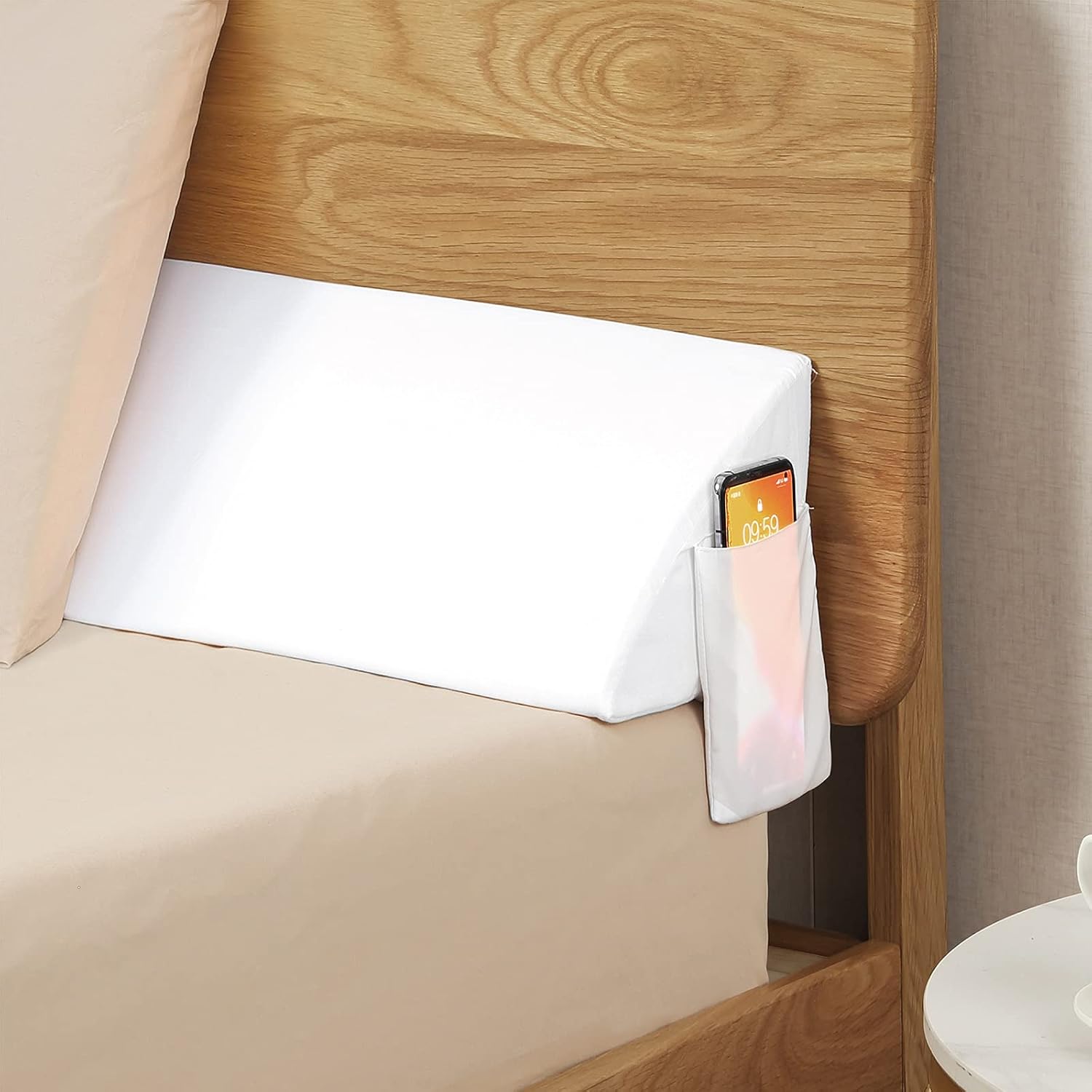 Vekkia Bed Wedge Pillow for Headboard – High-Density Foam Fills Gaps (0-5.5") Between Mattress and Headboard, Wedge Pillow with Pockets…