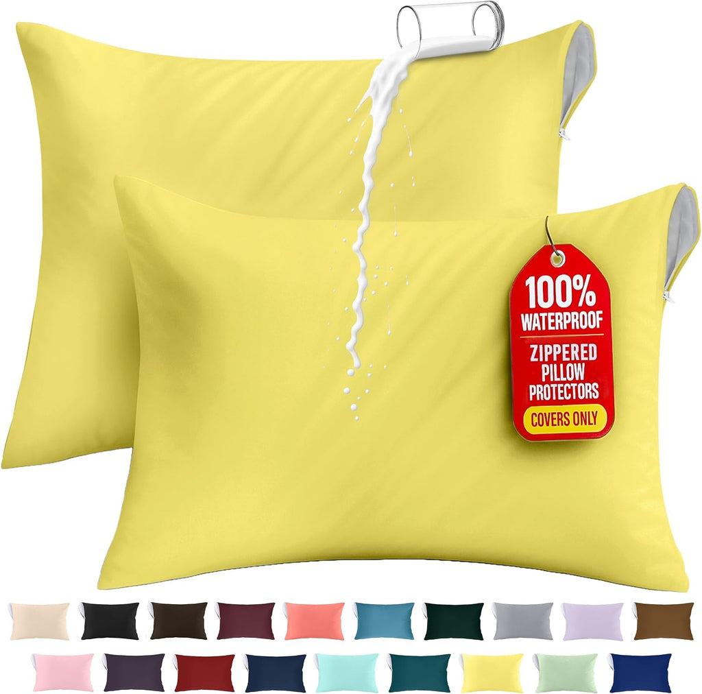 Utopiabedding Utopia Bedding 100% Waterproof Pillow Protectors with Zipper Standard Size (Set of 2), Bed Bug and Dust Mite Proof Zippered P…